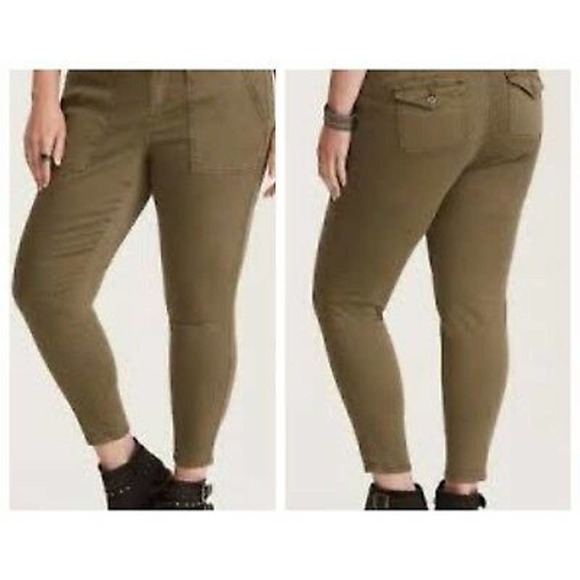 Torrid Plus Size 26 Jeans Green Cropped Ankle Skinny Pockets‎ Stretch 861 - Picture 8 of 8